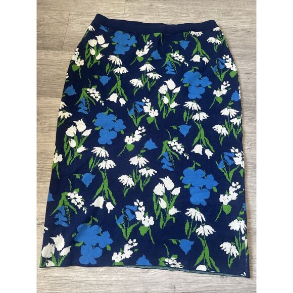 Women's Mixed Floral Sweater Midi Skirt kate spade new york Blue/Green/White XXL - Picture 5 of 7